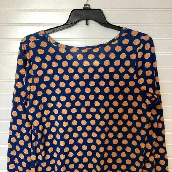 NWT Lularoe Lynnae 2XL Long Sleeve Shirt. Blue With Yellow & Orange Polka Dots - Picture 7 of 8